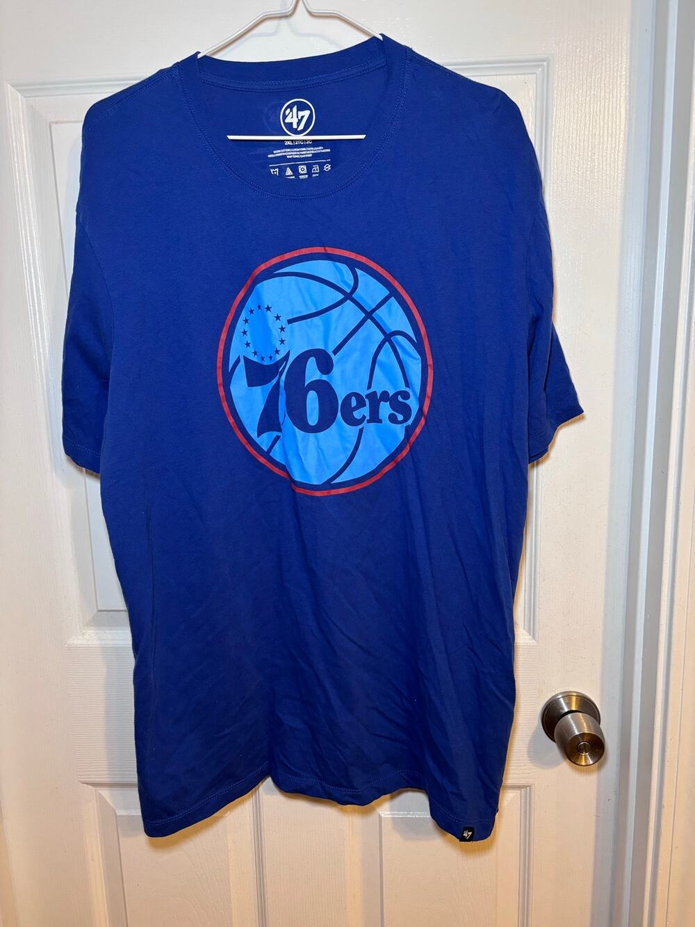 47 Brand Philadelphia 76ers 76ers Logo T-Shirt Men’s 2XL Blue NBA Basketball